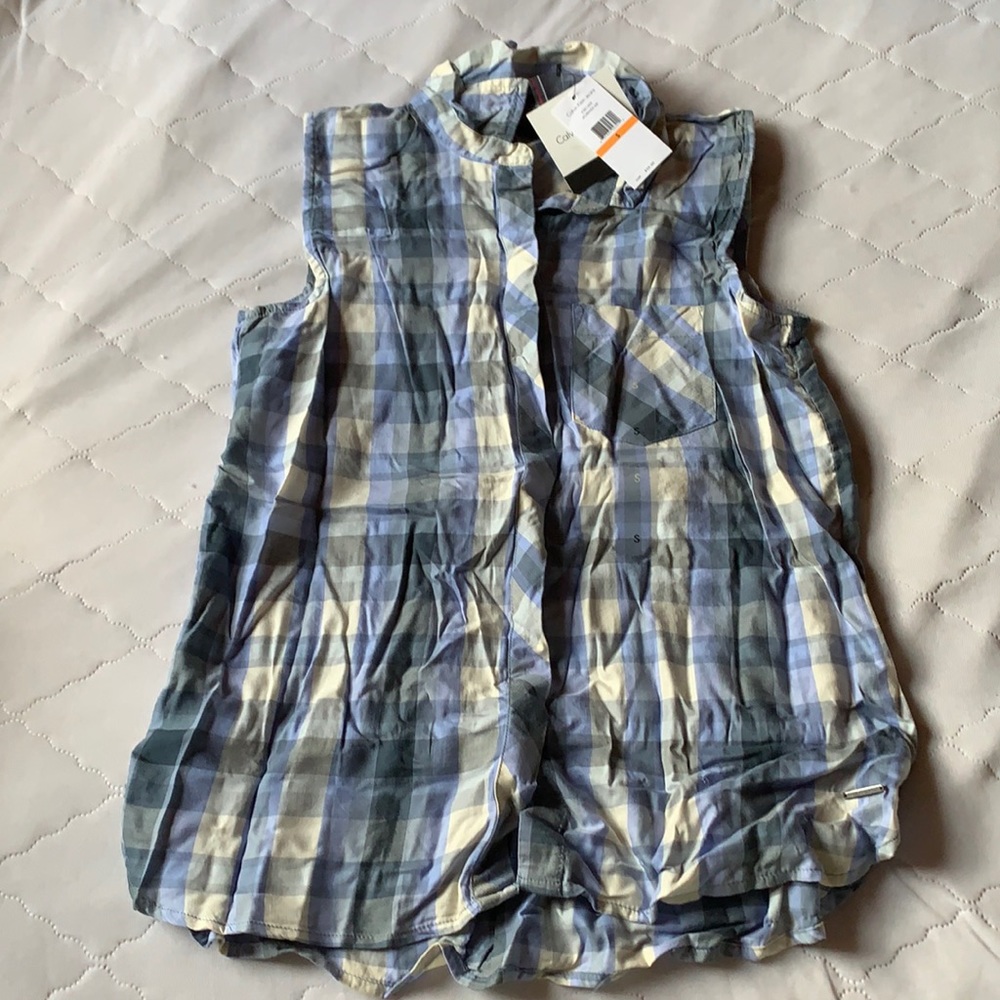 Plaid fitted tank top